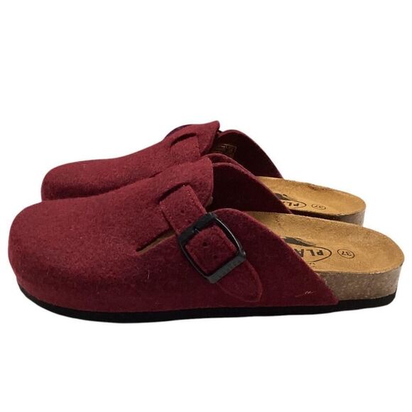 Plakton Clogs Women 6.5 37 Red Blogg Felted Wool Cork Slip On Soft Footbed NEW - Picture 6 of 8